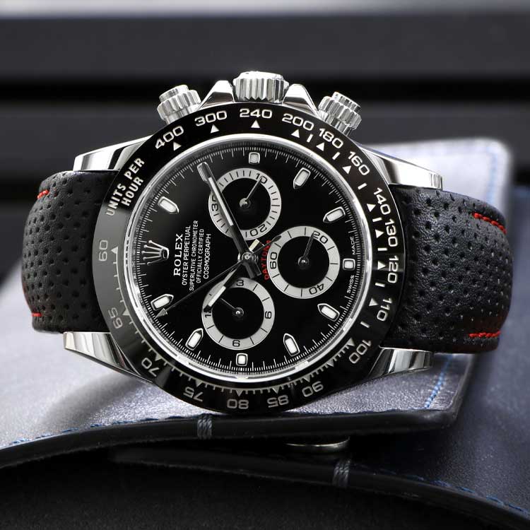 Rolex black leather strap new arrivals