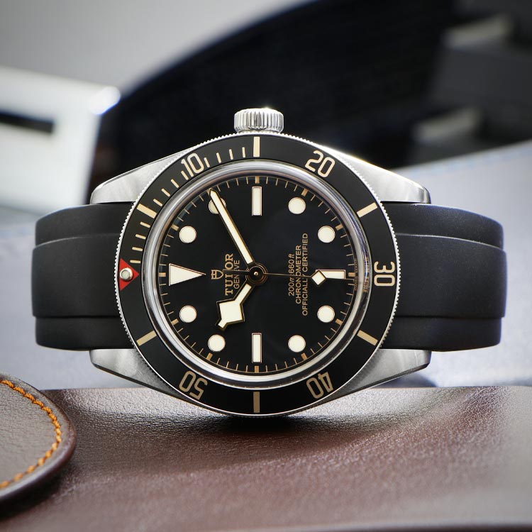 Tudor heritage black bay rubber strap sale