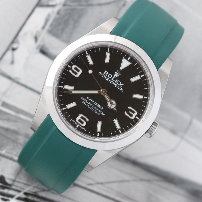 Rolex explorer discount on rubber strap