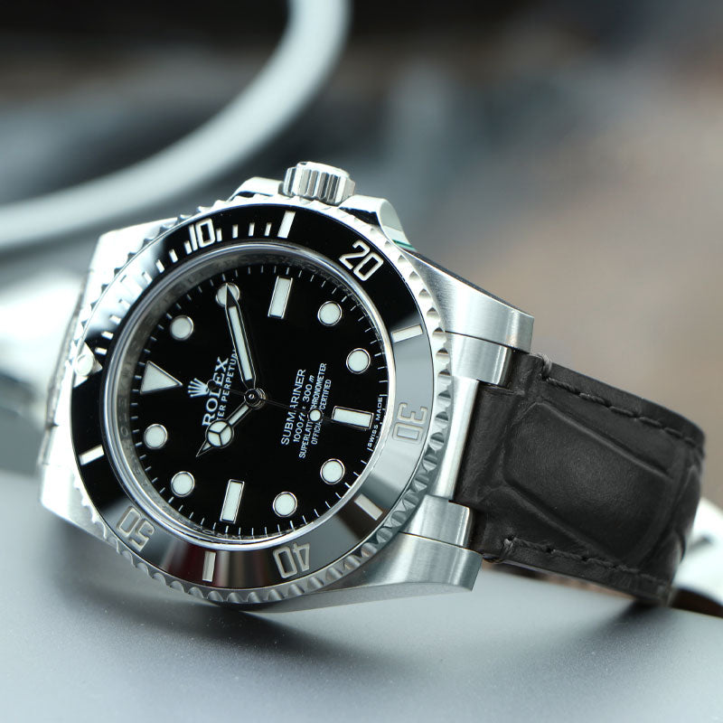 Steel End Link Leather Strap for Rolex GMT Master I II Watch