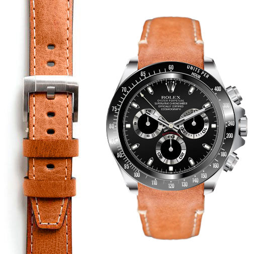 Everest Bands Curved End Leather Strap for Rolex Daytona